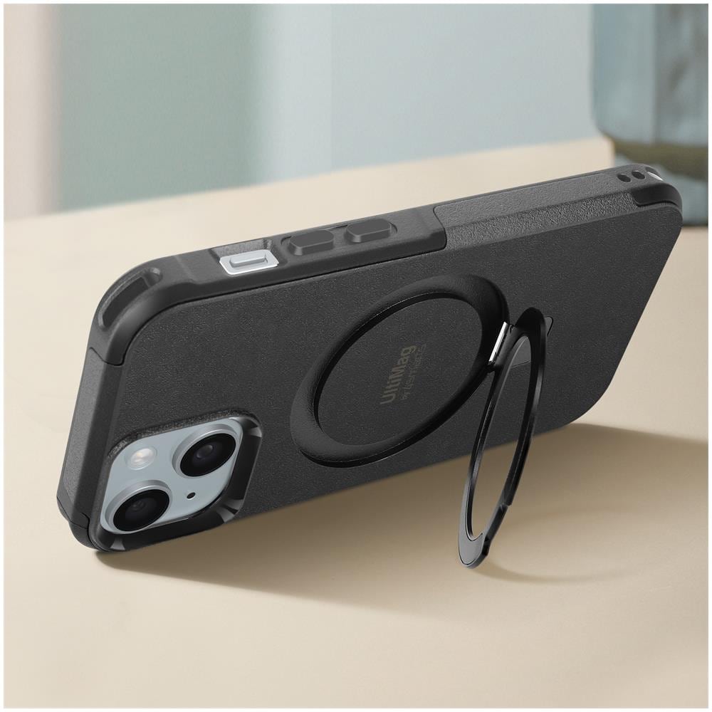 Cover Magsafe Per Iphone 15 Plus Anello Funzione Supporto Nera - Foto 5
