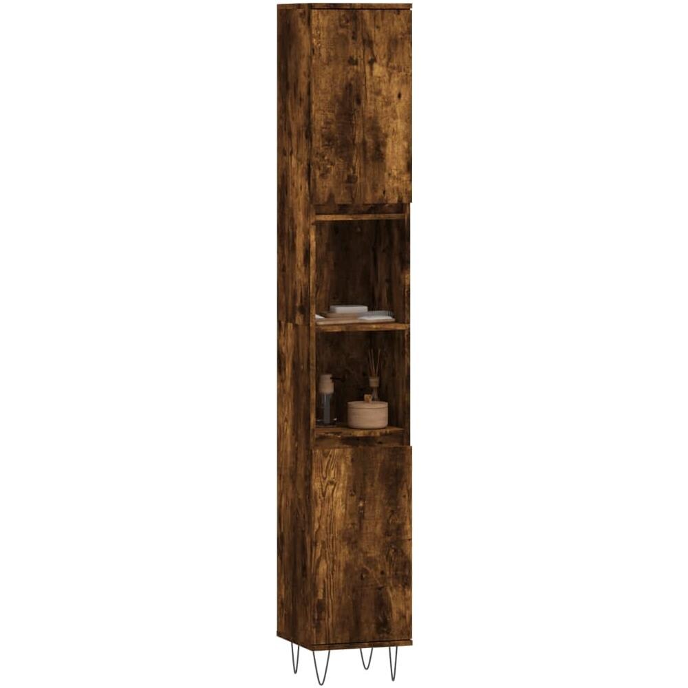 Armadietto Bagno Rovere Fumo 30x30x190 Cm In Legno Multistrato - Foto 3