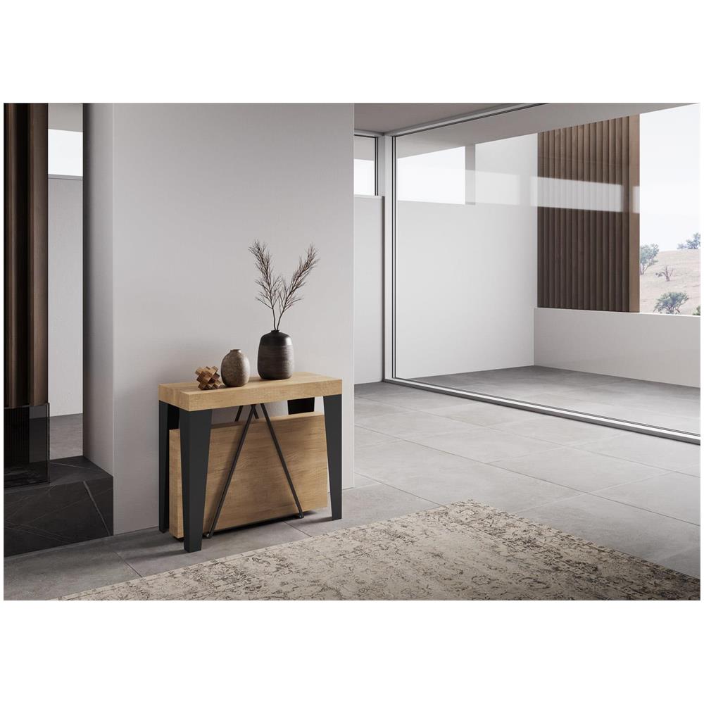 Consolle allungabile 90x40/196 cm Algo Small quercia natura telaio antracite - Foto 2