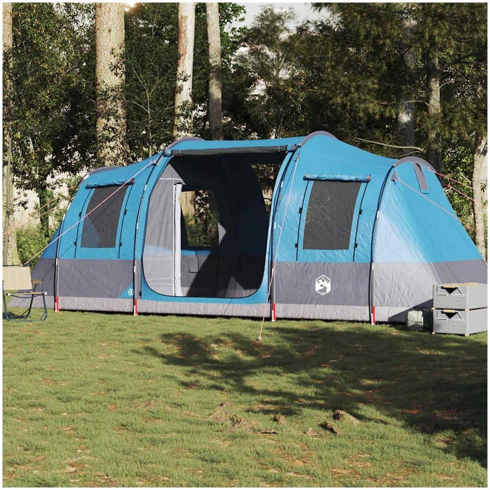 Tenda da Campeggio a Tunnel per 4 Persone Blu Impermeabile - Foto 2