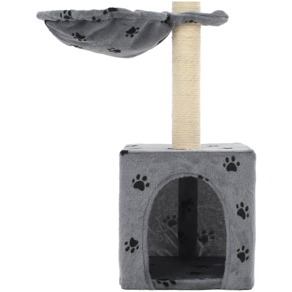 Albero Per Gatti Tiragraffi Sisal 105 Cm Zampe Stampate Grigio - Foto 5