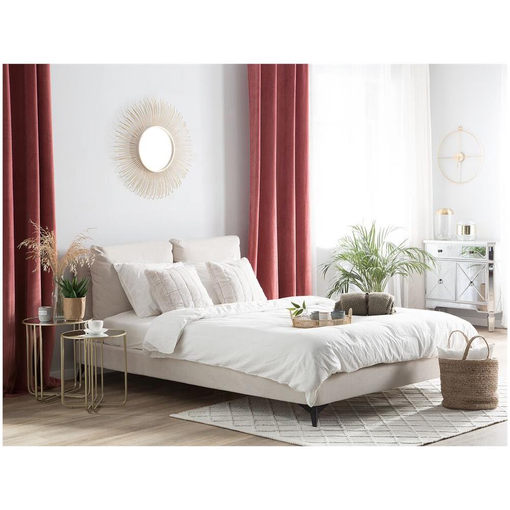 Letto Matrimoniale In Ciniglia Beige 140 X 200 Cm Melle - Foto 2
