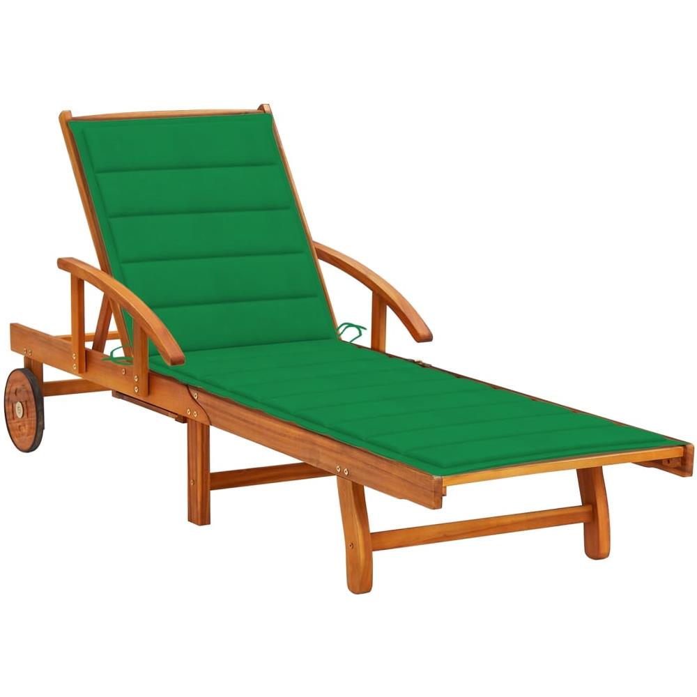 Lettino Prendisole Da Giardino Con Cuscino Massello Di Acacia - Foto 1