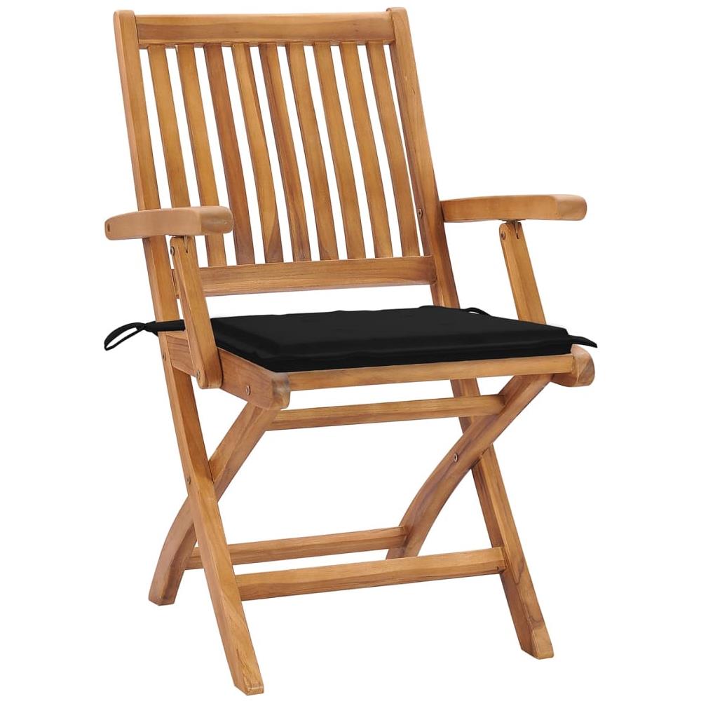 Sedie da Giardino Pieghevoli con Cuscini 4 pz Massello di Teak - Foto 2
