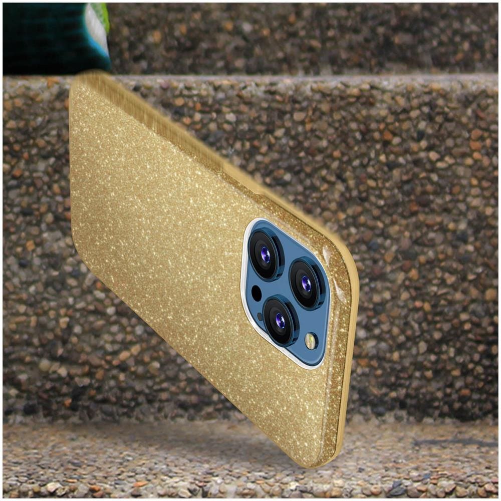 Cover Iphone 13 Pro Max Silicone Semi-rigido Con Paillette Amovibili Oro - Foto 5