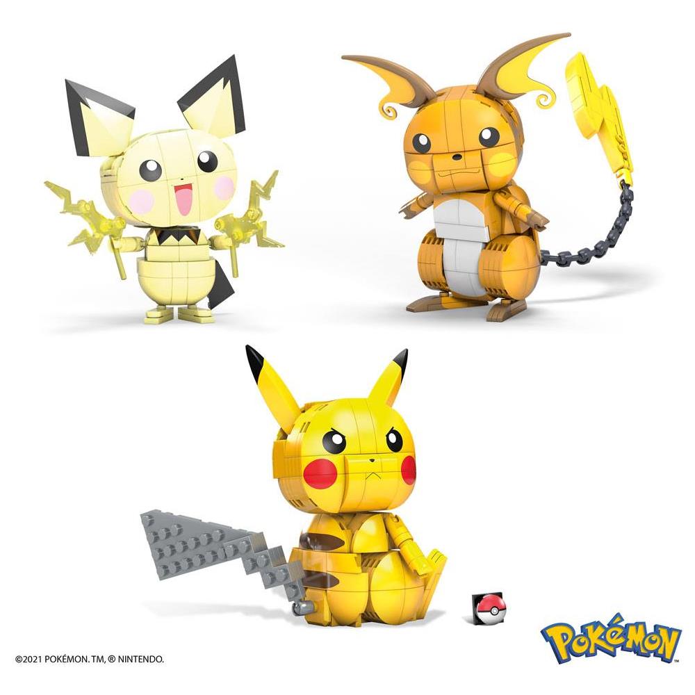 Pokémon Mega Construx Wonder Builders Construction Set Pikachu Evolution Trio 13 Cm - Foto 1