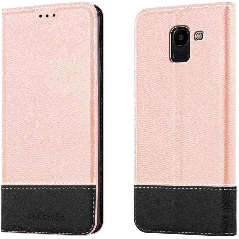 Custodia Compatibile Con Samsung Galaxy J6 2018 In Oro Rosato Nero - Coperchio Protettiva Con Chiusura Magnetica, Funzione Stand E Tasca Per Le Carte - Foto 1
