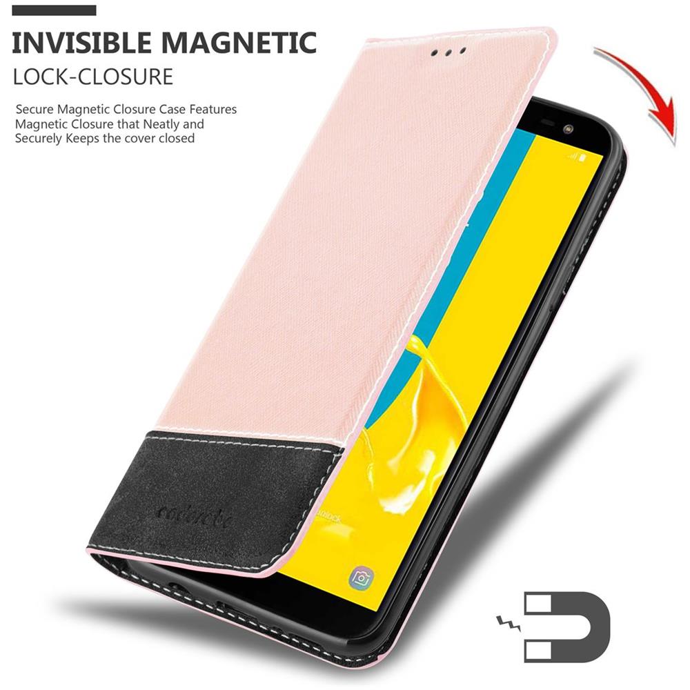 Custodia Compatibile Con Samsung Galaxy J6 2018 In Oro Rosato Nero - Coperchio Protettiva Con Chiusura Magnetica, Funzione Stand E Tasca Per Le Carte - Foto 8