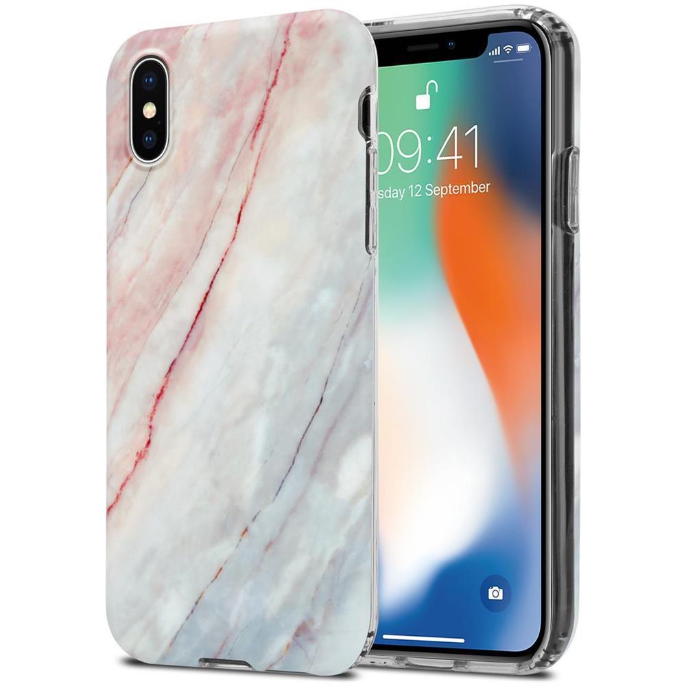 Custodia Compatibile Con Apple Iphone X / Xs In Marmo Bianco Rosa No. 21 - Coperchio Protettivo In Silicone Tpu Con Motivo A Mosaico - Foto 1