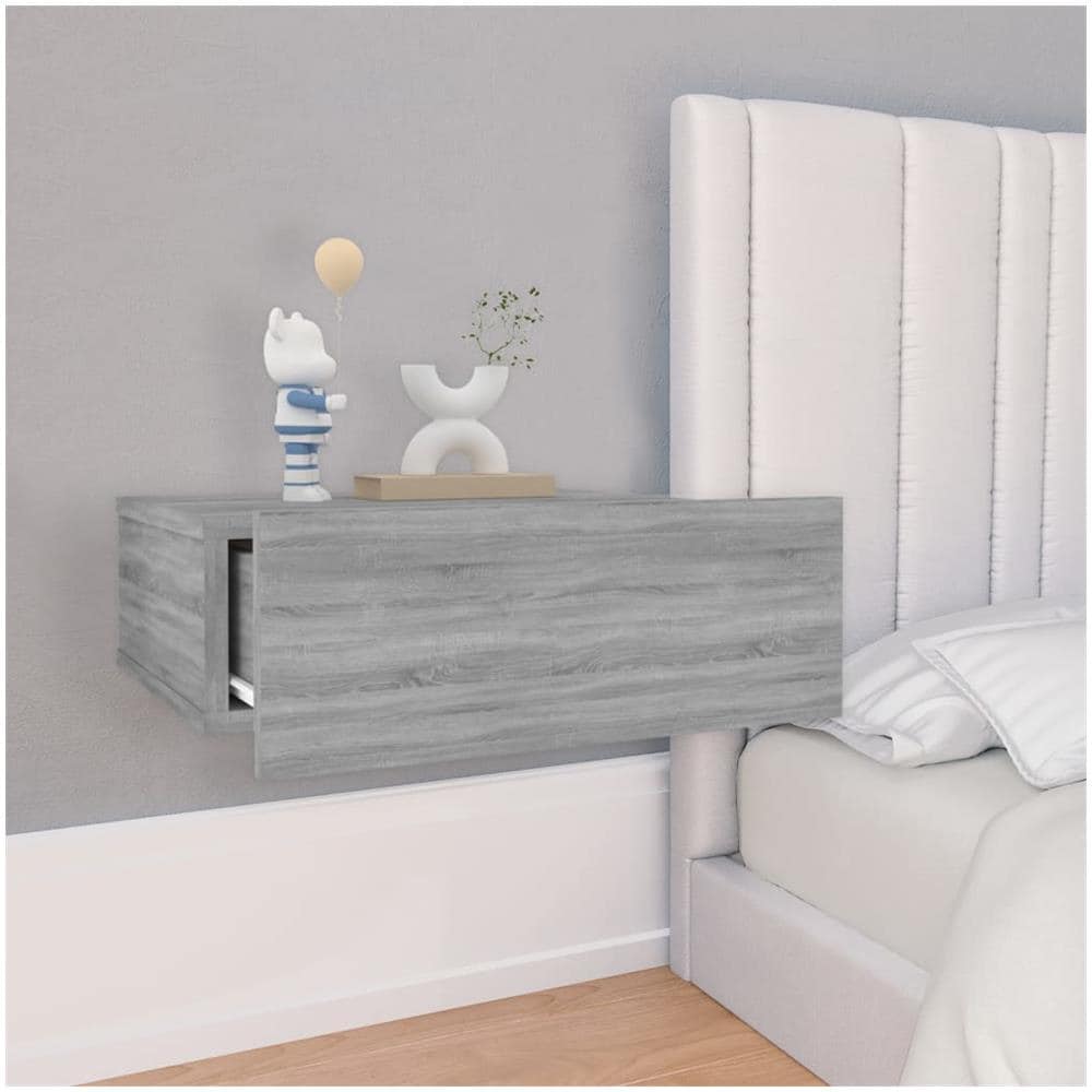 Comodino Pensile Grigio Sonoma 40x30x15cm In Legno Multistrato - Foto 2