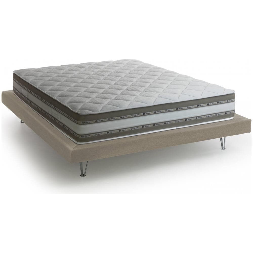 Letto Matrimoniale Isabella, Letto Fisso In Tessuto Con Piedini, 100% Made In Italy, Adatto Per Materasso Cm 160x190, Beige - Foto 3