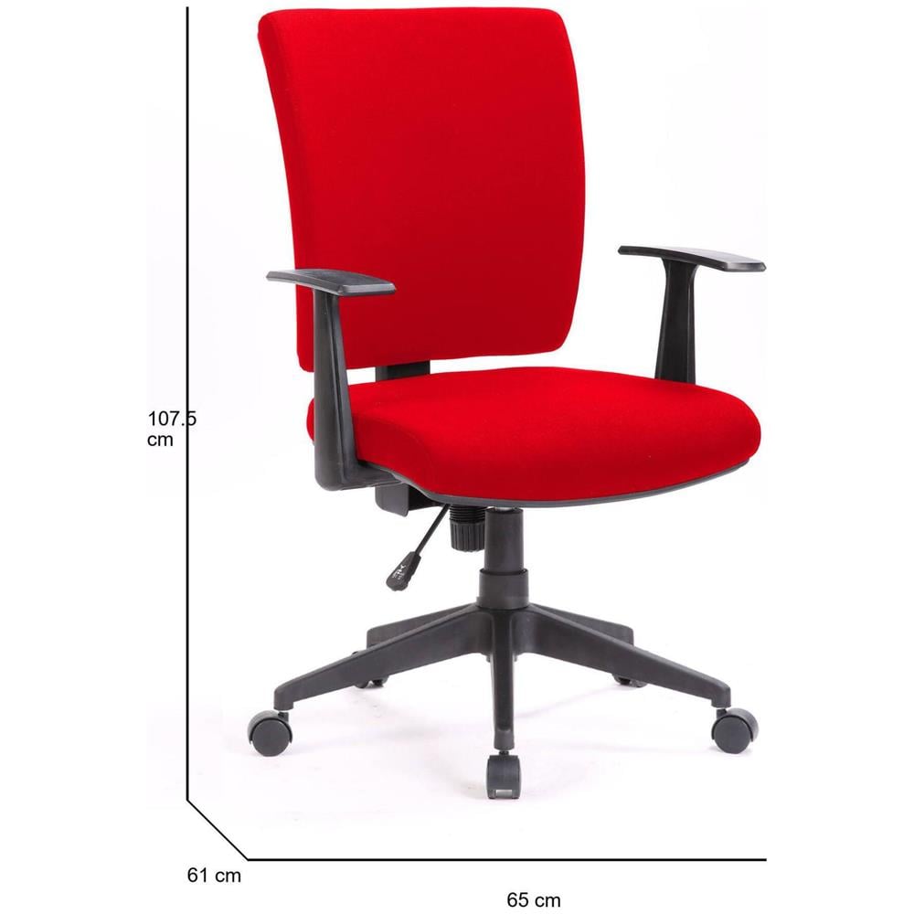 Sedia Da Ufficio Palmerston, Poltrona Direzionale Con Braccioli, Seduta Ergonomica Da Ufficio, 61x65h98/108 Cm, Rosso - Foto 2