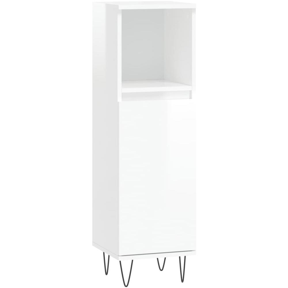 Armadietto Bagno Bianco Lucido 30x30x100cm In Legno Multistrato - Foto 2