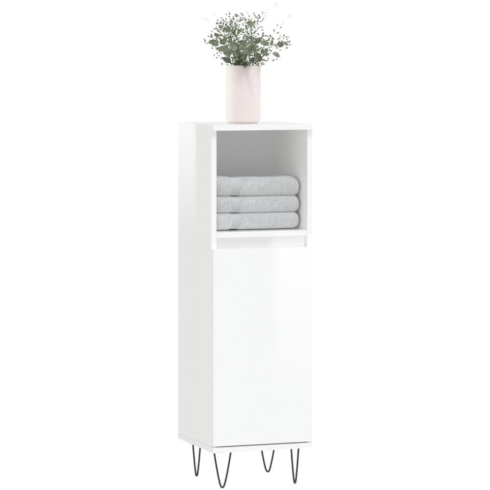 Armadietto Bagno Bianco Lucido 30x30x100cm In Legno Multistrato - Foto 3