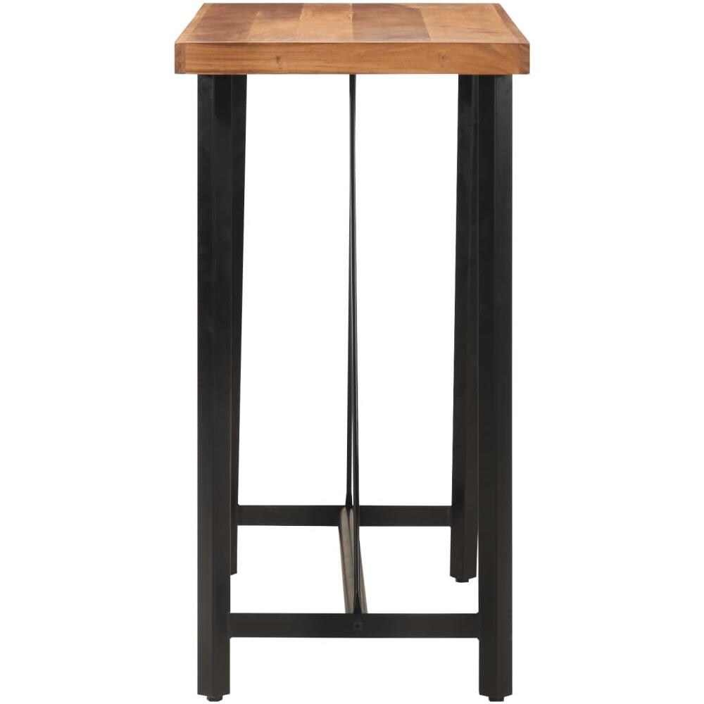 Tavolino Da Bar 110x55x107cm Legno Massello Di Acacia E Ferro - Foto 3