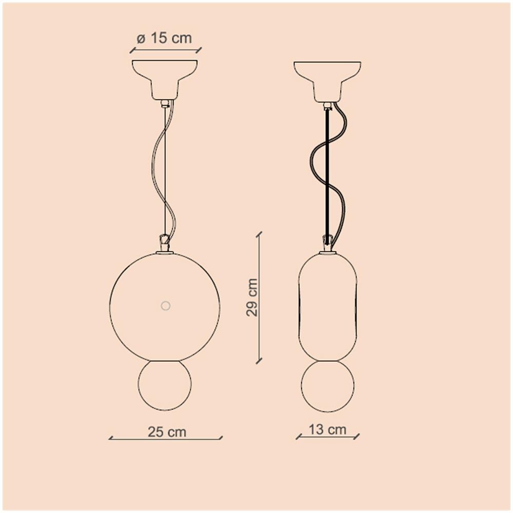 Sospensione Vintage Decò Bumbum 1 Elemento Ceramica Gialla 1 Luce E27 - Foto 2