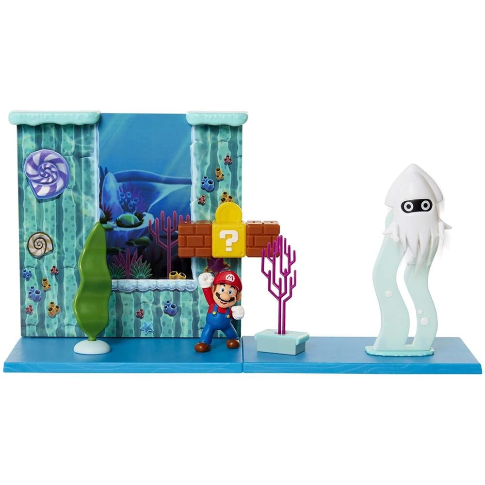 Super Mario Bros Underwater Playset Gioco Con Action Figures Da 6 Cm Idea Regalo - Foto 1