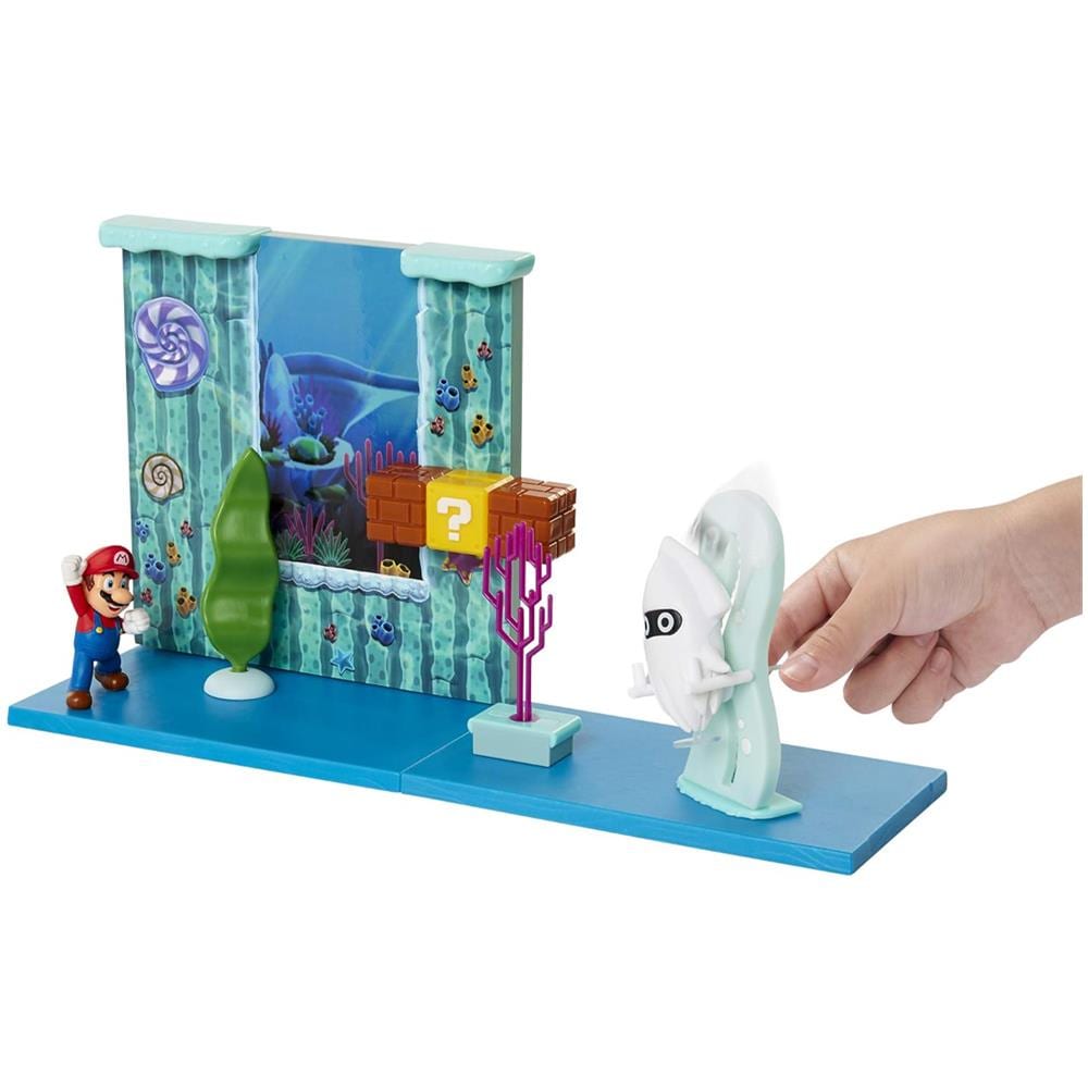 Super Mario Bros Underwater Playset Gioco Con Action Figures Da 6 Cm Idea Regalo - Foto 7