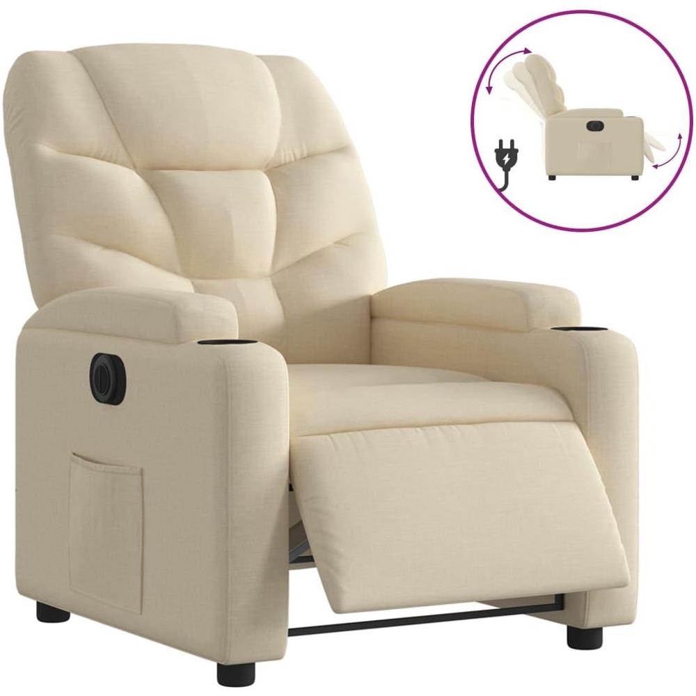 Poltrona Elettrica Reclinabile Crema in Tessuto - Foto 1