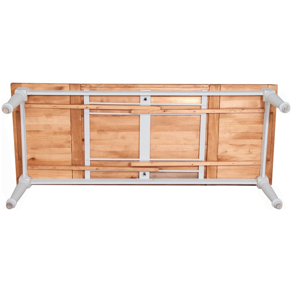 Tavolo Country Allungabile In Legno Massello Di Tiglio Struttura Bianca Anticata Piano Finitura Naturale 200x90x80 Cm - Foto 2