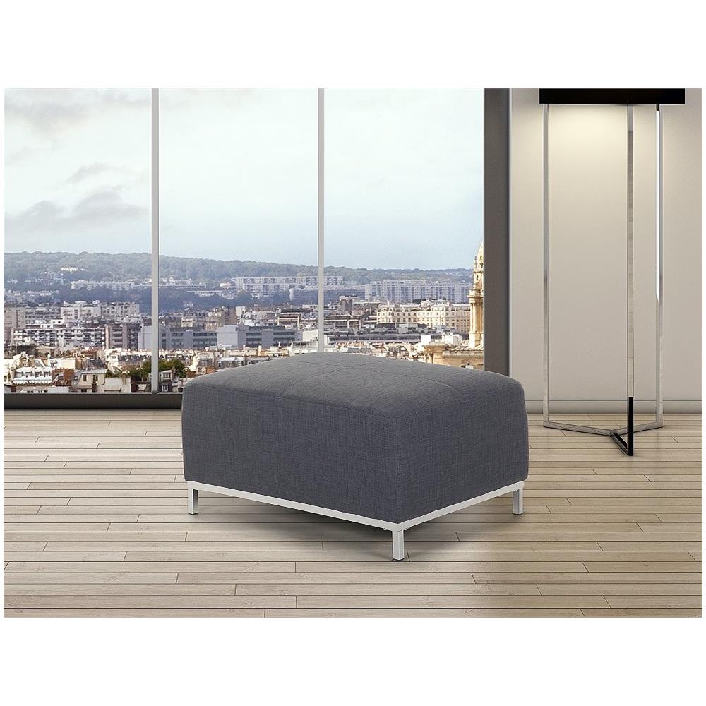 Pouf Poggiapiedi Ottomano In Tessuto Grigio Oslo - Foto 1