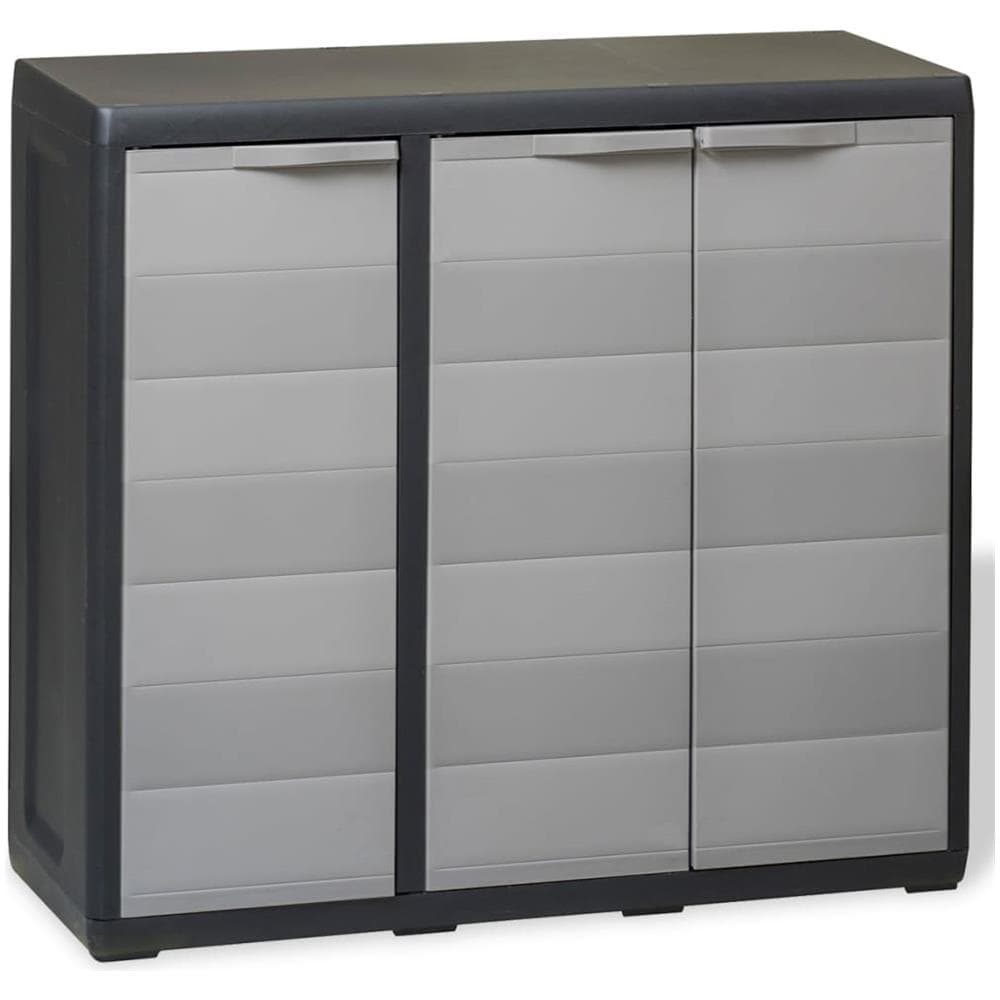 Armadietto Da Giardino A 2 Ripiani Nero E Grigio - Foto 1