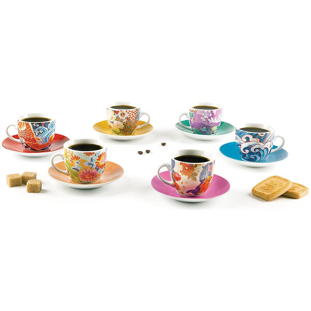 Tazzine Caffe' Set 6 Pezzi Con Piattino Kimono In Ceramica - 62718 - Foto 4