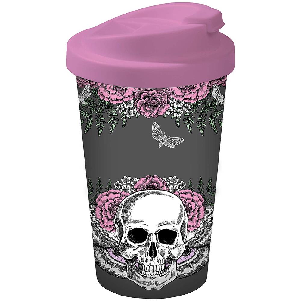 Infinite By Geda Labels (infkh) 13667 - Tazza Termica, Motivo Teschio Lady Skull Coffee To Go, In Pp, Grigio / rosa - Foto 1