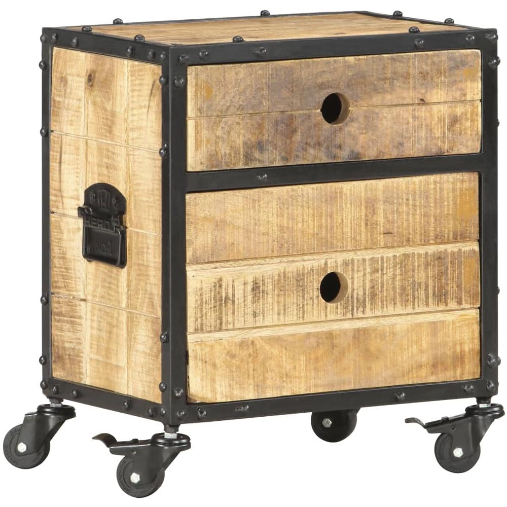 Comodino 40x30x50 cm in Legno Massello di Mango Grezzo - Foto 1