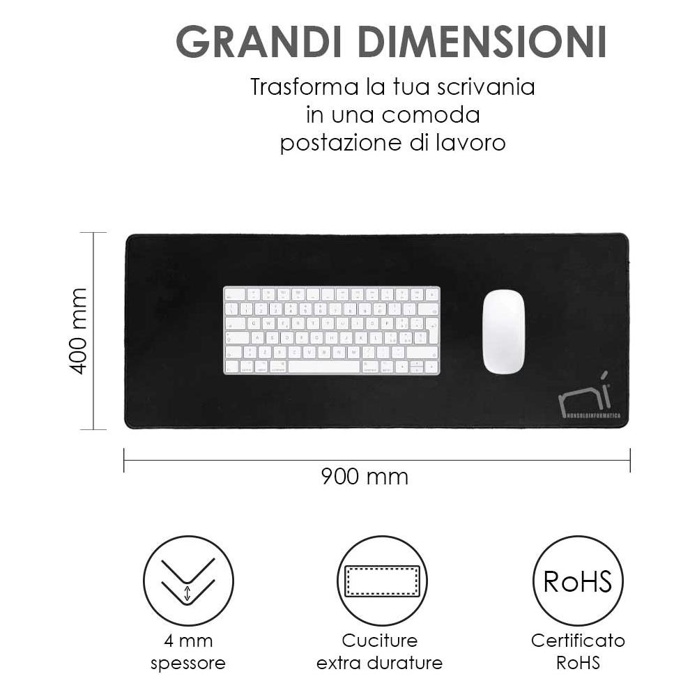 Tappetino Mouse Grande Xl 90x40cm Antiscivolo Idrorepellente Superfice Liscia - Foto 2