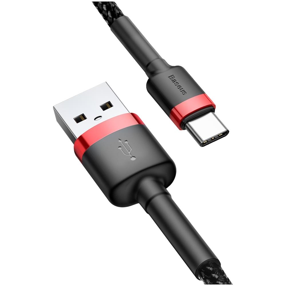 Cafule Cavo Usb-a / Usb-c Qc 3.0 3a 0,5 M - Nero E Rosso - Foto 1