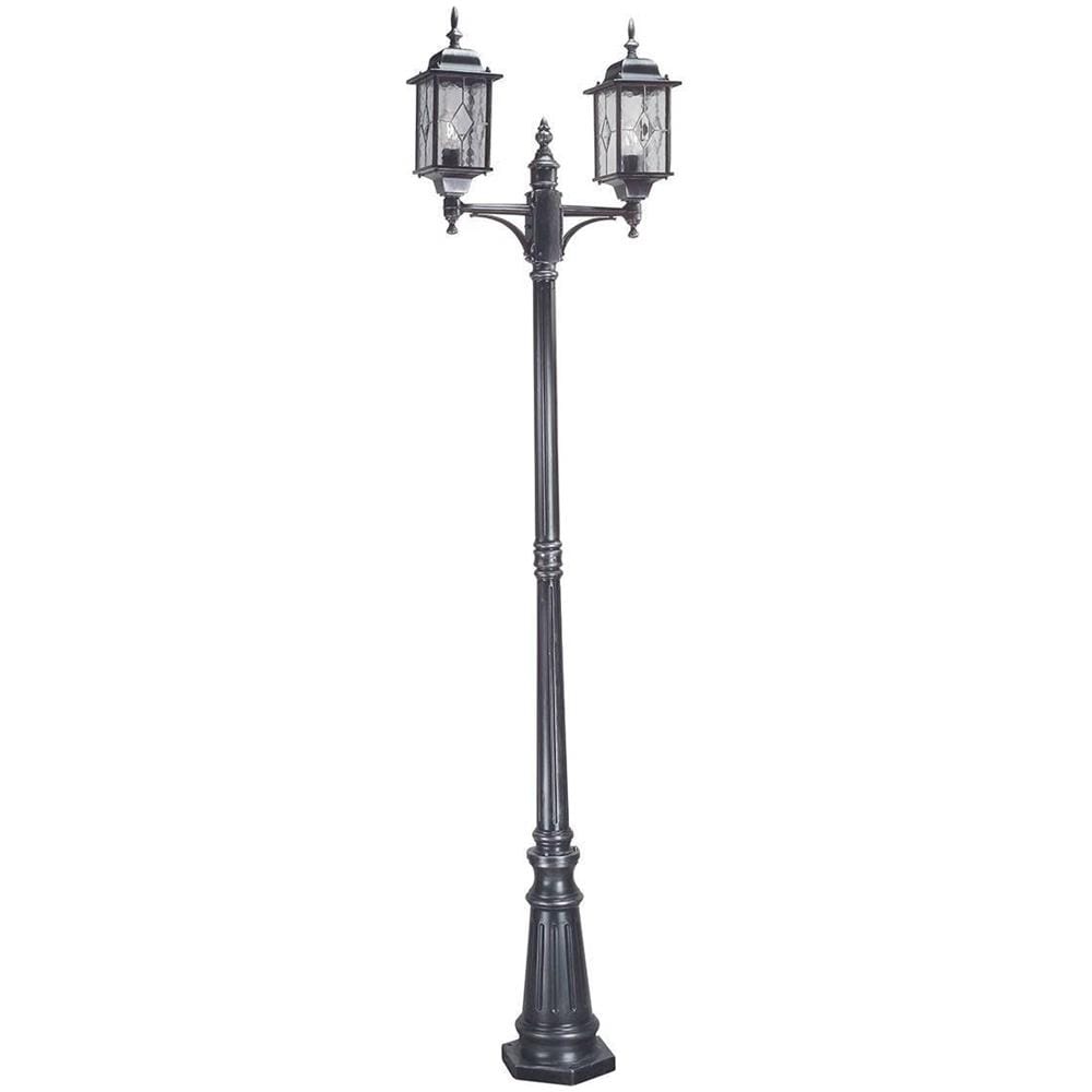 Lampione Da Esterno 2 Luci Nero Argento Ip43, E27 - Foto 1