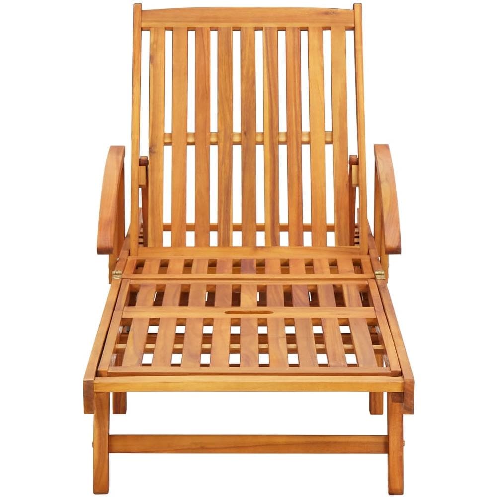 Lettino Prendisole Da Giardino Con Cuscino Massello Di Acacia - Foto 2