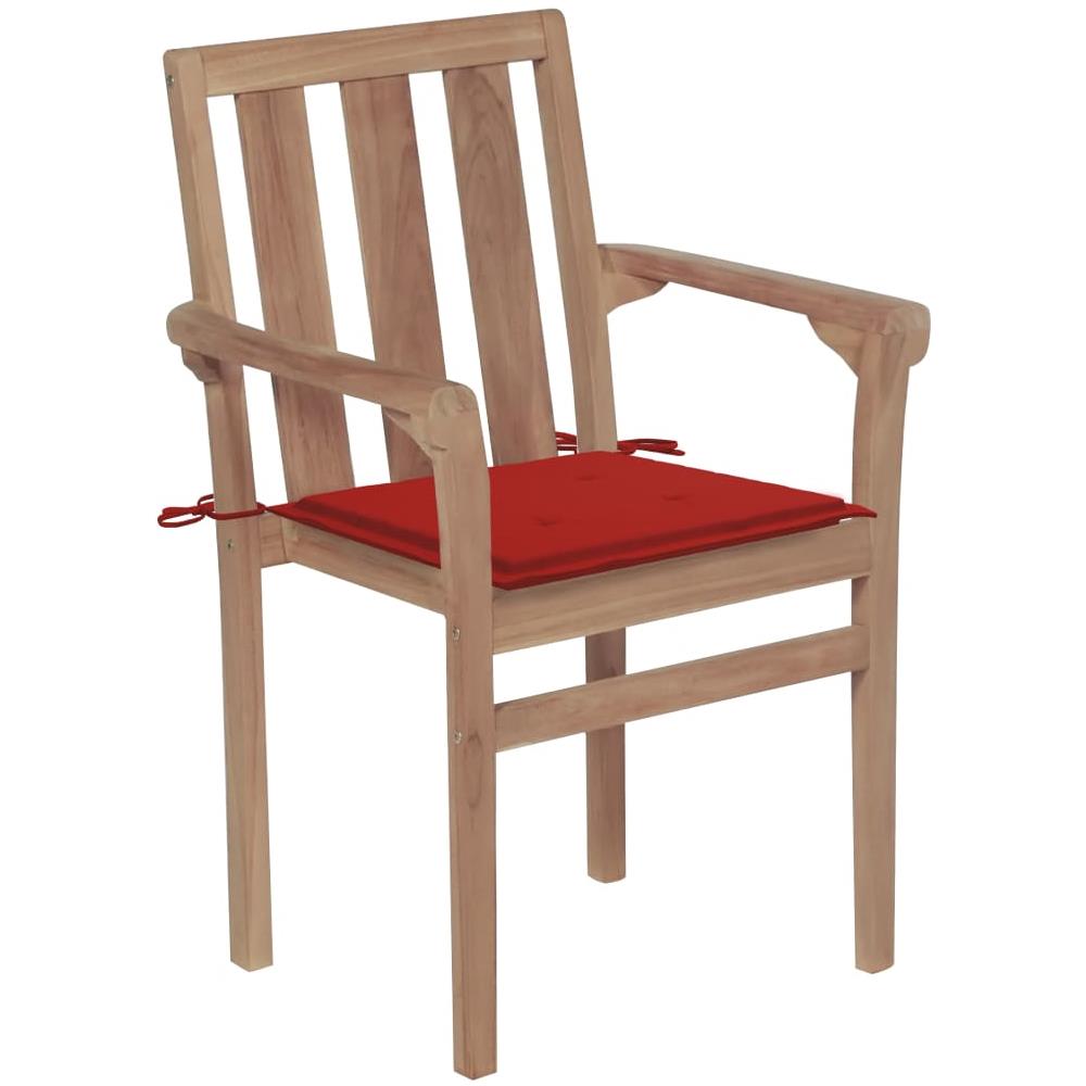 Sedie da Giardino 2 pz con Cuscini Rossi Massello di Teak - Foto 2