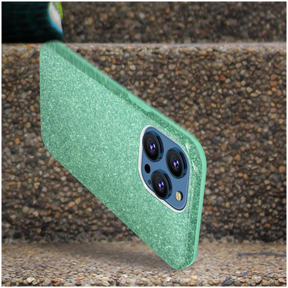 Cover Iphone 13 Pro Max Silicone Semi-rigido Con Paillette Amovibili Verde - Foto 2