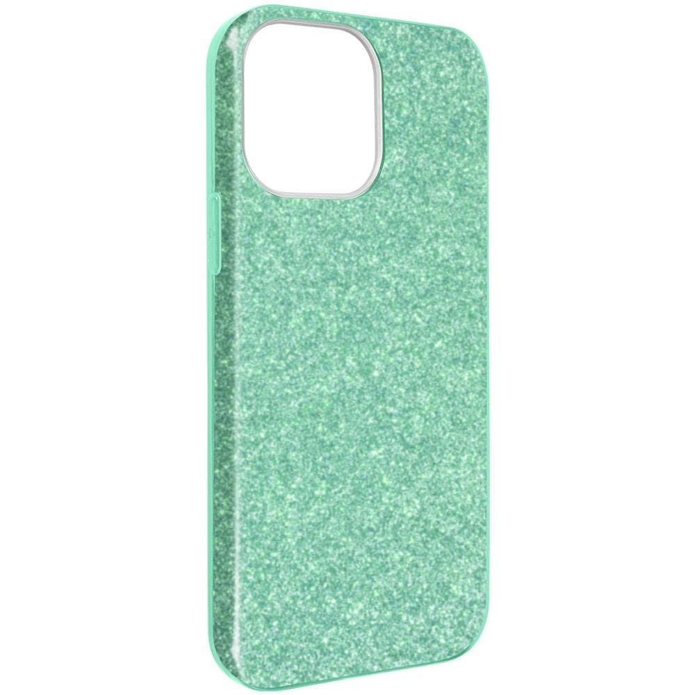 Cover Iphone 13 Pro Max Silicone Semi-rigido Con Paillette Amovibili Verde - Foto 1