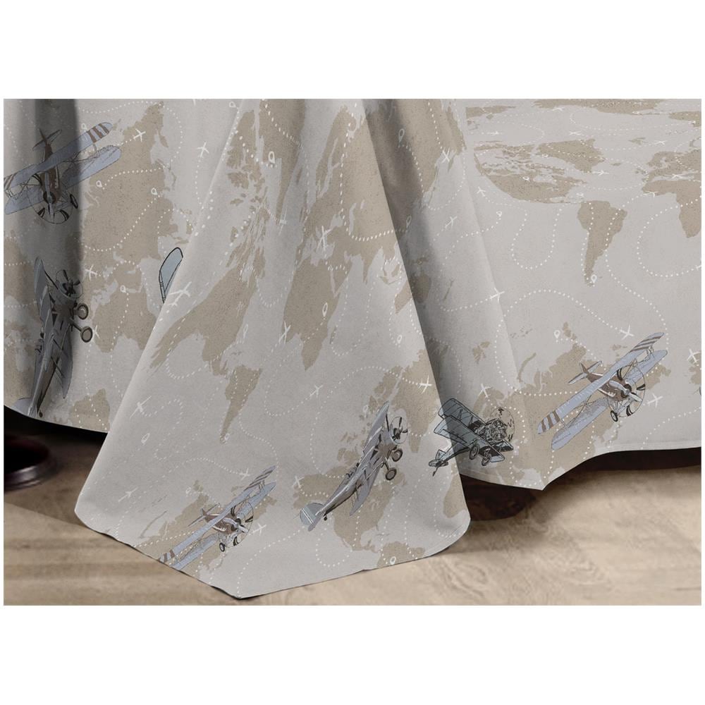 Telo Arredo Multiuso Linea Pensieri Delicati In Cotone Disegno Aerei Beige Matrimoniale Beige - Foto 2
