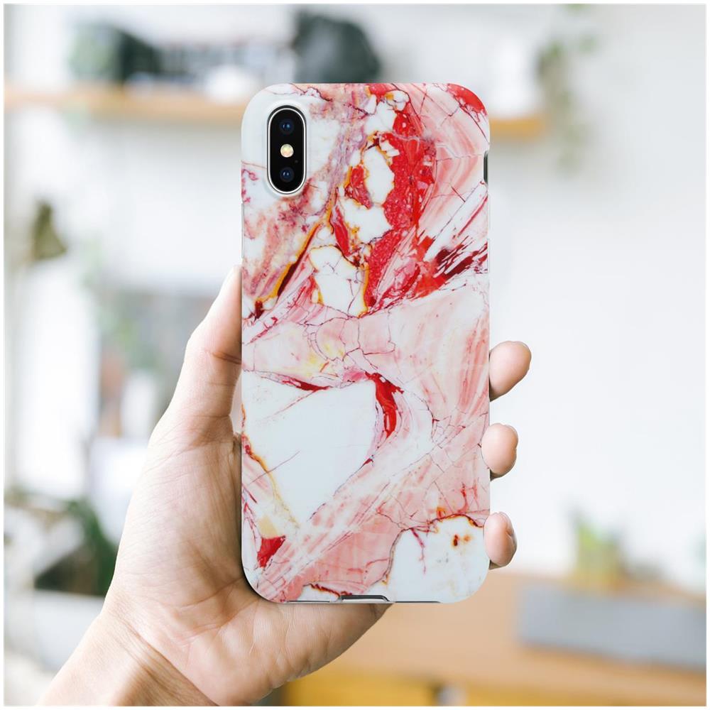Custodia Compatibile Con Apple Iphone X / Xs In Marmo Rosa Bianco No. 20 - Coperchio Protettivo In Silicone Tpu Con Motivo A Mosaico - Foto 7