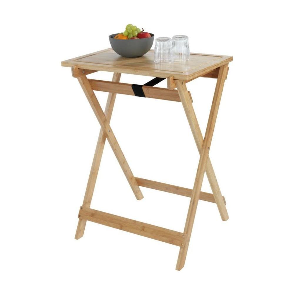 Tavolo Pieghevole In Bambù Lugo Con Bordo E Vassoio, 3in1, - Foto 1