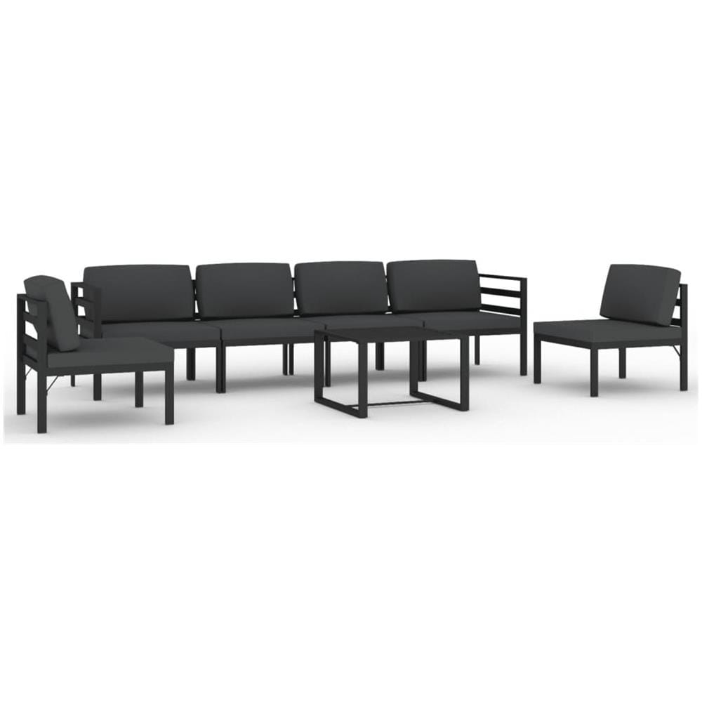 Set Divani Da Giardino 7 Pz Con Cuscini In Alluminio Antracite - Foto 2
