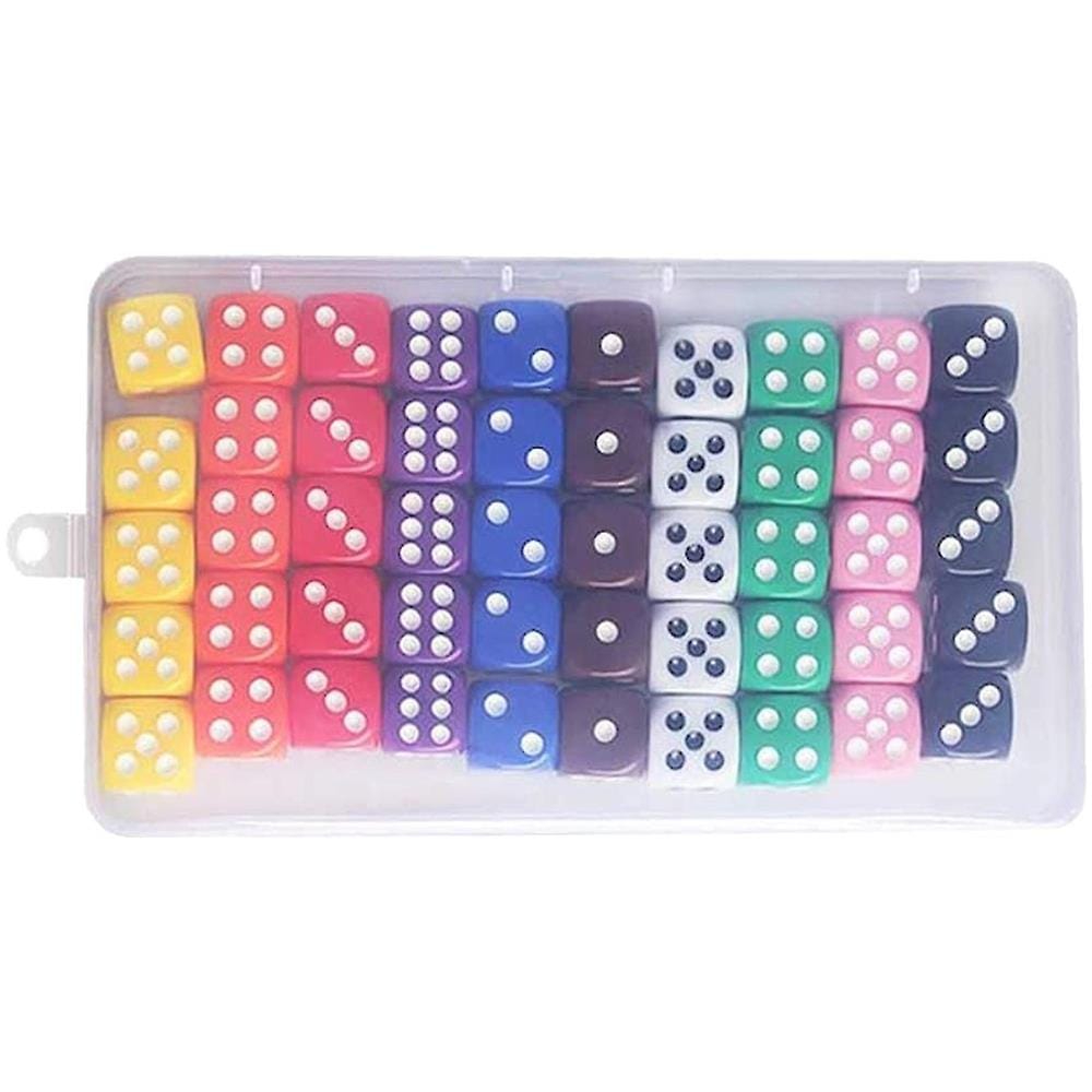 Dadi di perle vuote D6 colorati da 50 pezzi in acrilico da 16 mm con accessori da gioco ad angolo rotondo  18