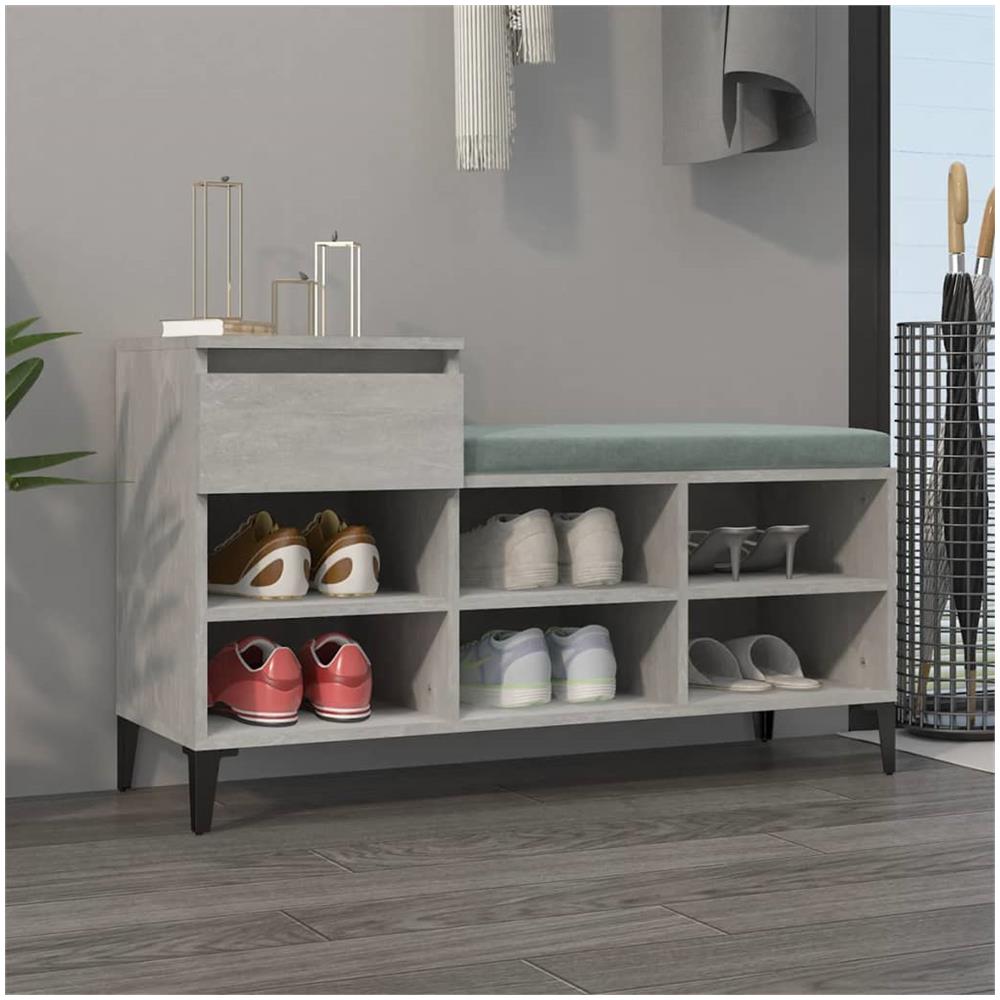 Scarpiera Grigio Cemento 102x36x60 Cm In Legno Multistrato - Foto 1