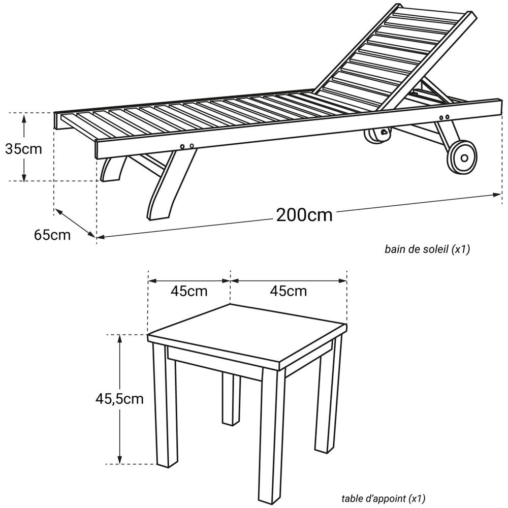 Set Prendisole Dritto In Teak Con Tavolino Java - Foto 4