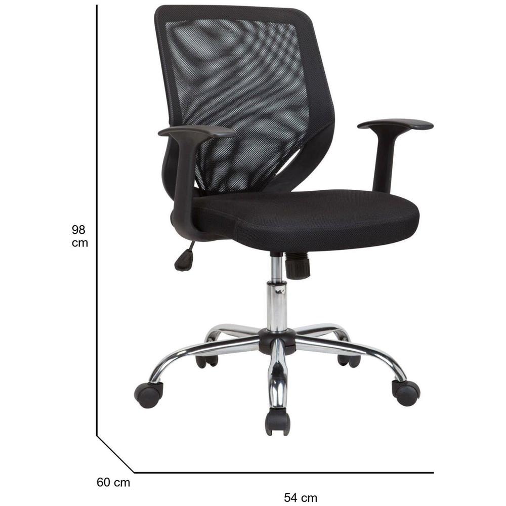 Sedia Da Ufficio Albany, Poltrona Direzionale A Rete Con Braccioli, Seduta Ergonomica Da Ufficio, 60x54h90/98 Cm, Nero - Foto 2