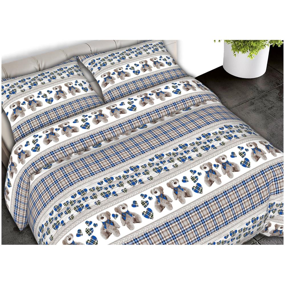Completo Lenzuola Letto 100% Cotone Made Italy Disegni Invernali Natalizi C.n 1 Piazza Gigi Blu - Foto 1