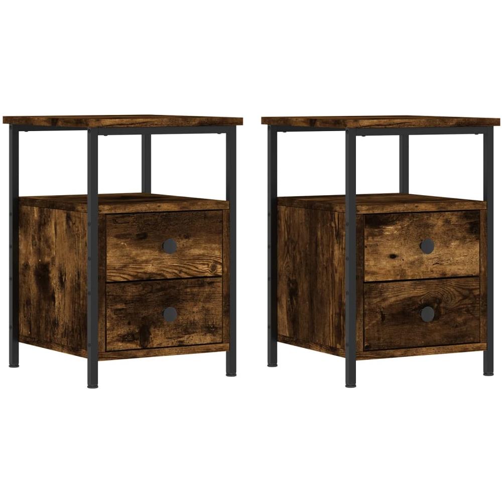 Comodini 2 Pz Rovere Fumo 34x35,5x50 Cm In Legno Multistrato - Foto 2