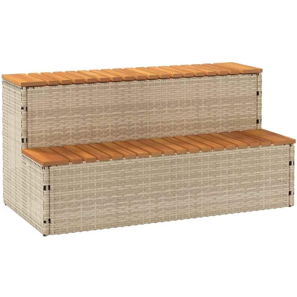 Bordo per Vasca Idromassaggio Beige Polyrattan&Massello Acacia - Foto 1