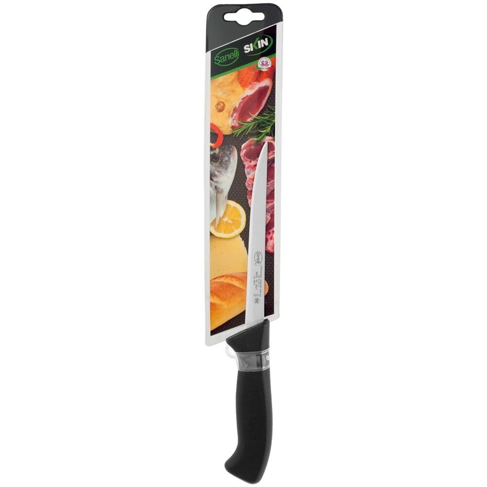 Coltello filettare Skin in acciaio inox manico antiscivolo nero cm 16 - Foto 1