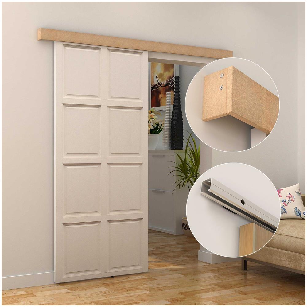 Binario Con Kit Di Accessori Per Porte Scorrevoli In Stile Rustico In Legno - Foto 2