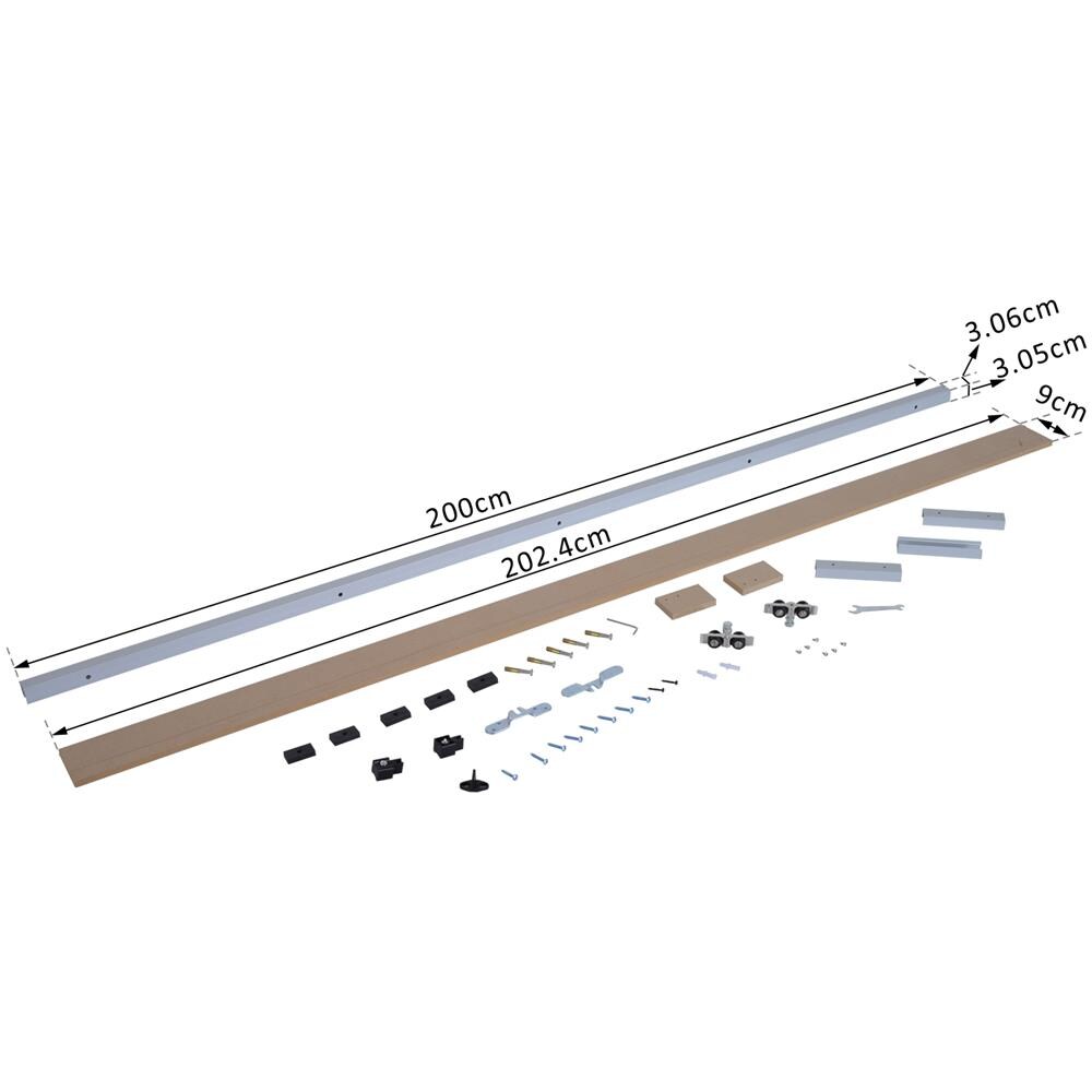 Binario Con Kit Di Accessori Per Porte Scorrevoli In Stile Rustico In Legno - Foto 3